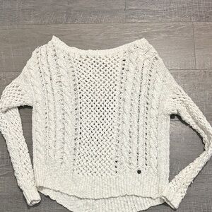 Abercrombie & Fitch Cream Open-Weave Off-the-Shoulder Sweater